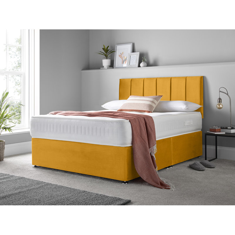 Makelah Divan Bed Set, Double (4"6), Left Side Drawers, Silver