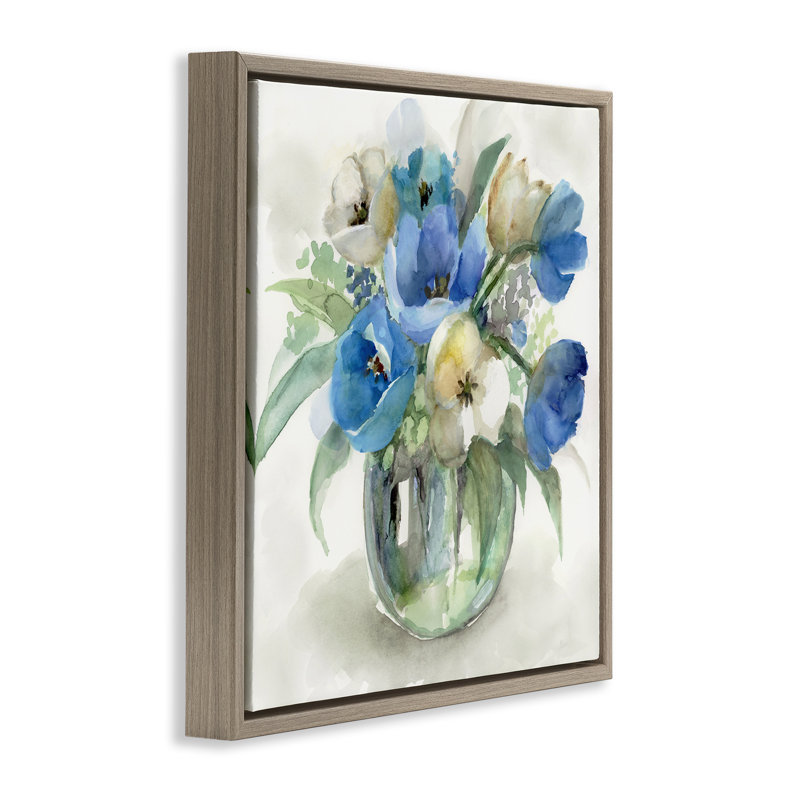 Cadre flottant pour pot de fleurs bleu teinté, design par Nan, 25 x 25, Montalcino Elm Floater Framed