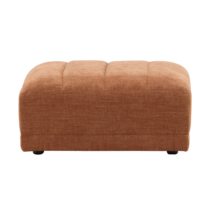 Magda Hardwood Upholstered Ottoman, Terracotta, Orange