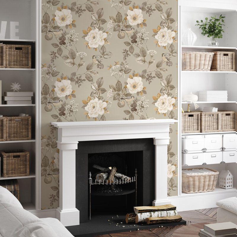 Bramble Floral Wallpaper, Beige