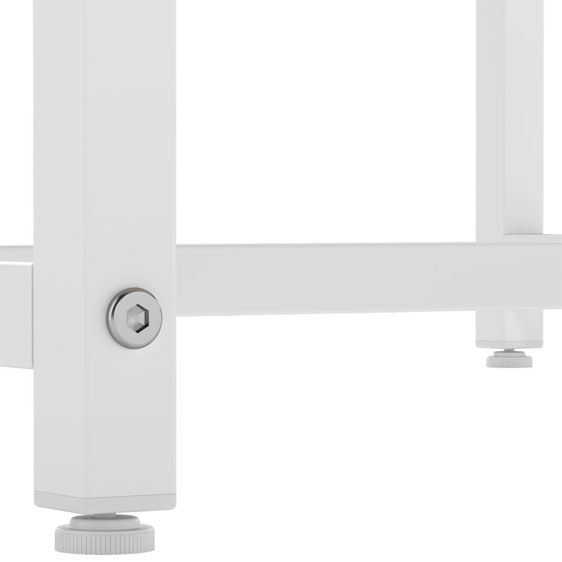 Extendable Unfinished Metal Base Dining Table, Oak Wood, White