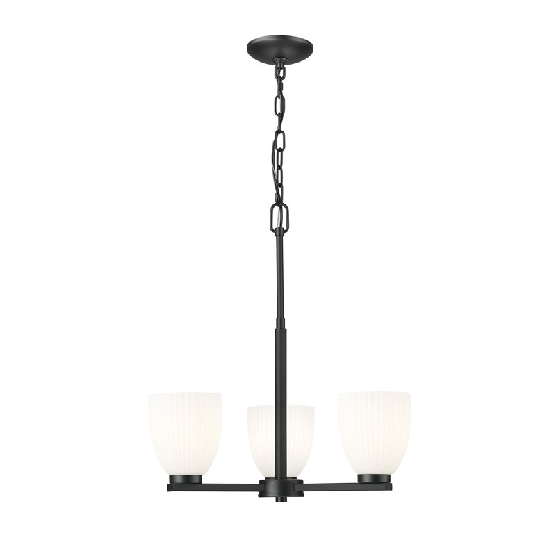 Mateo Modern Chandelier, Matte Black, 3 Lights, 21.25" H x 19.25" W x 19.25" D