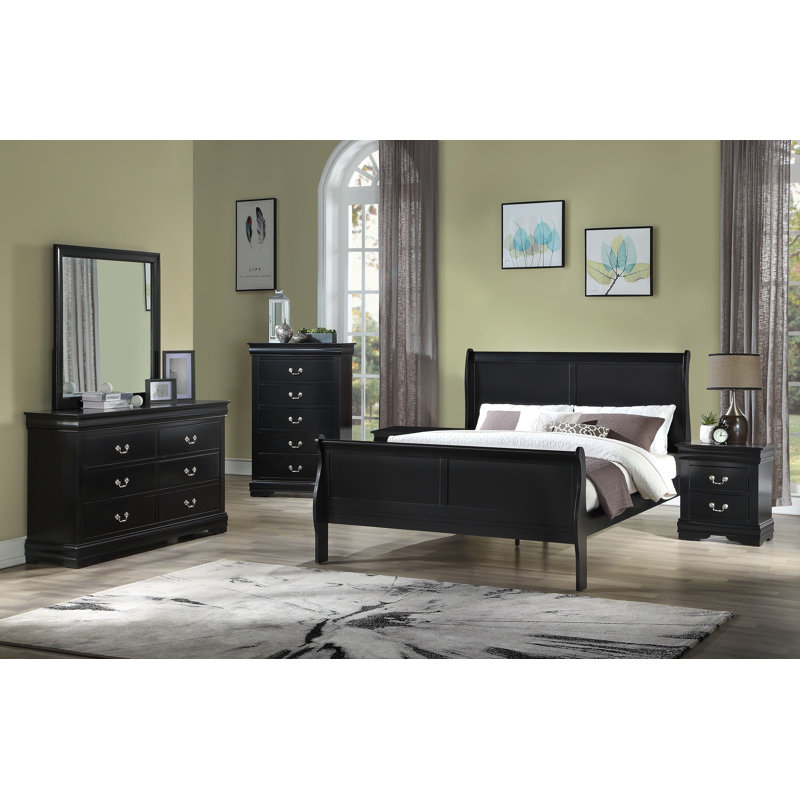Ensemble de chambre à coucher Julianis, Simple, Noir