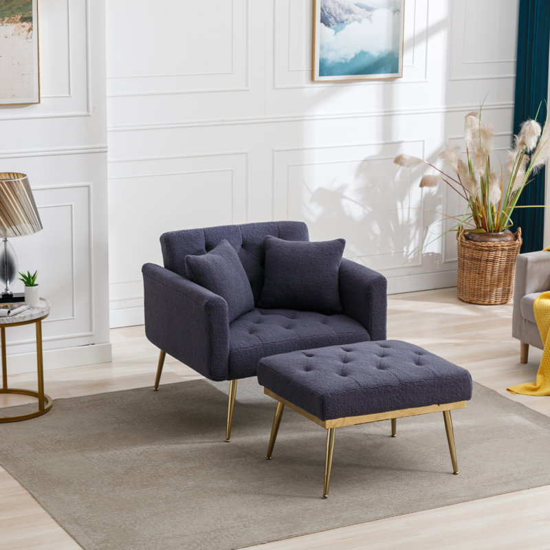 Chaise longue inclinable Asare, 100 % polyester bleu marine