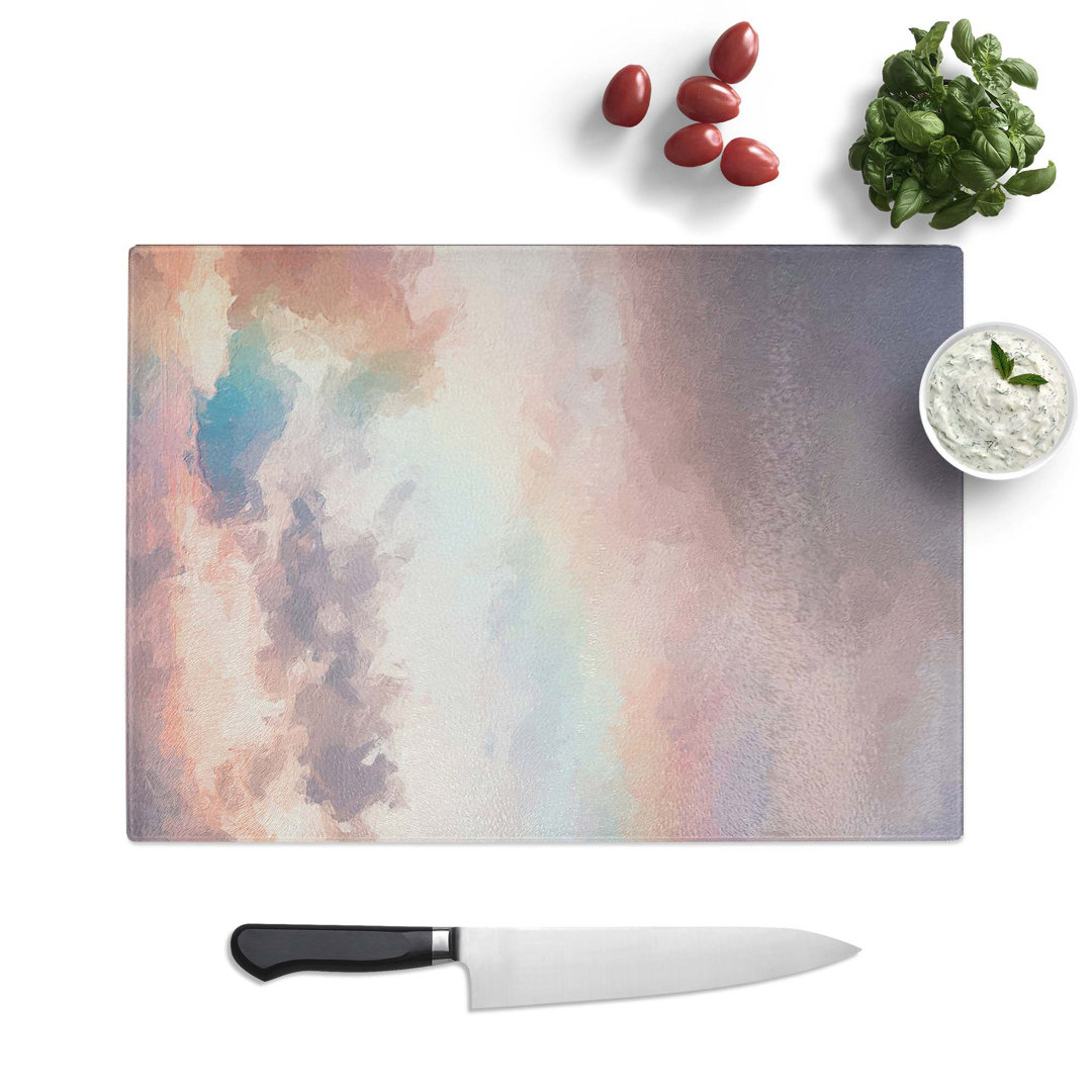 Tempered Glass Rainbow Through the Clouds Chopping Board