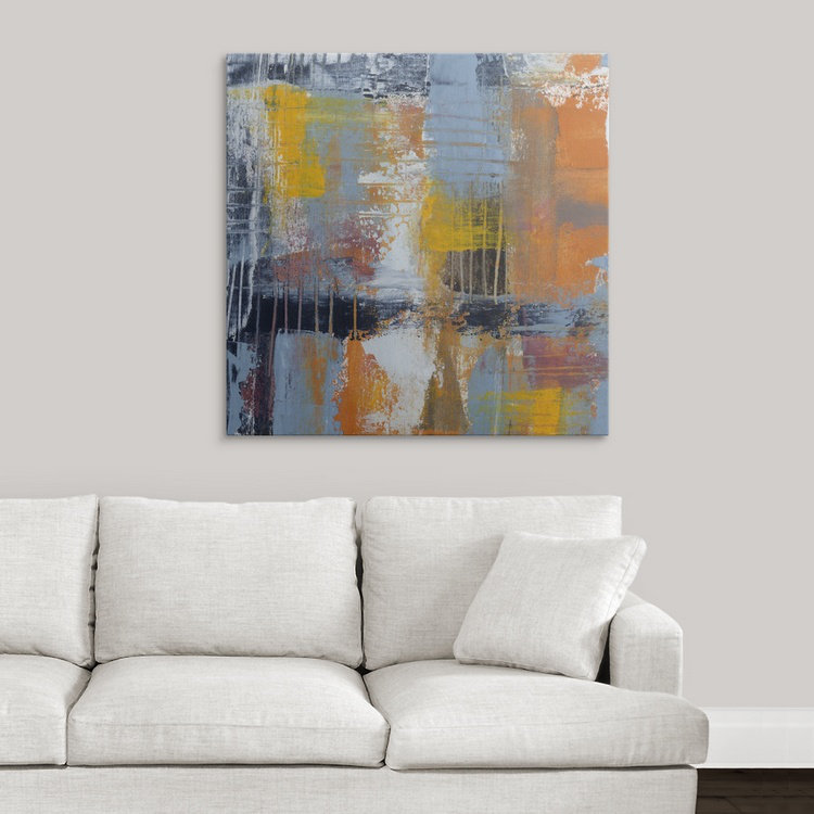 « urban plan i », reproduction d’art jennifer de peinture, H 35 po x l 35 po x P 1,5 po, Toile