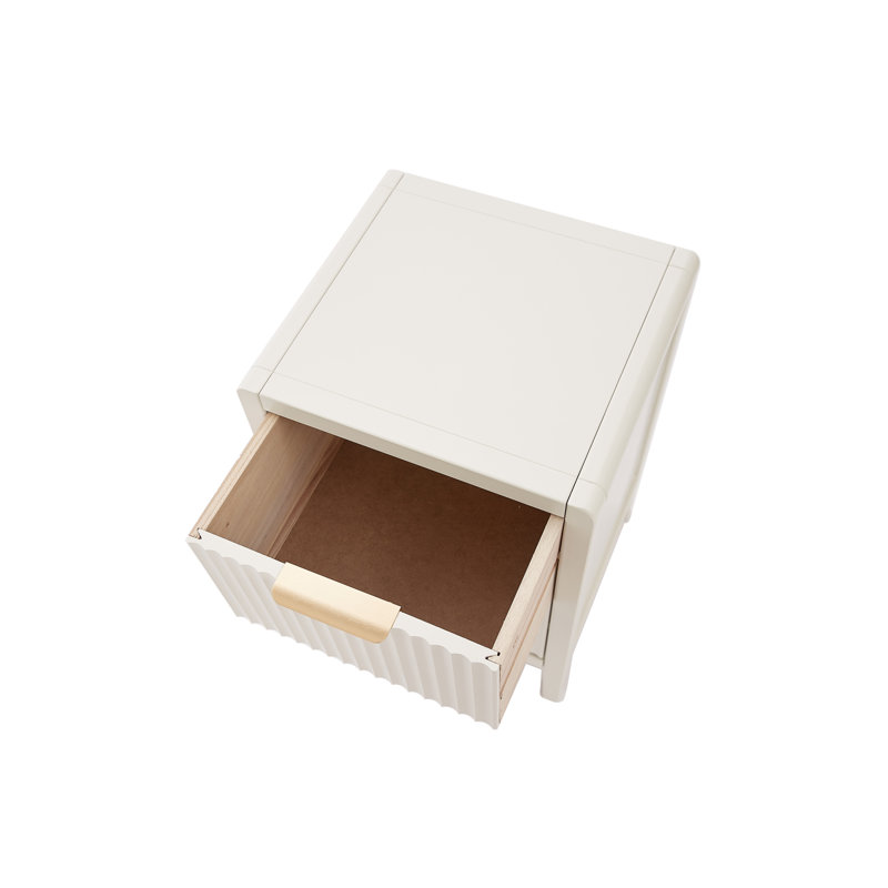 Ameenah 39cm W Solid + Manufactured Wood Bedside Table, White