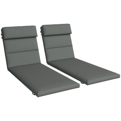 Coussins de chaise longue d'extérieur avec attaches de dossier, ensemble de 2, gris