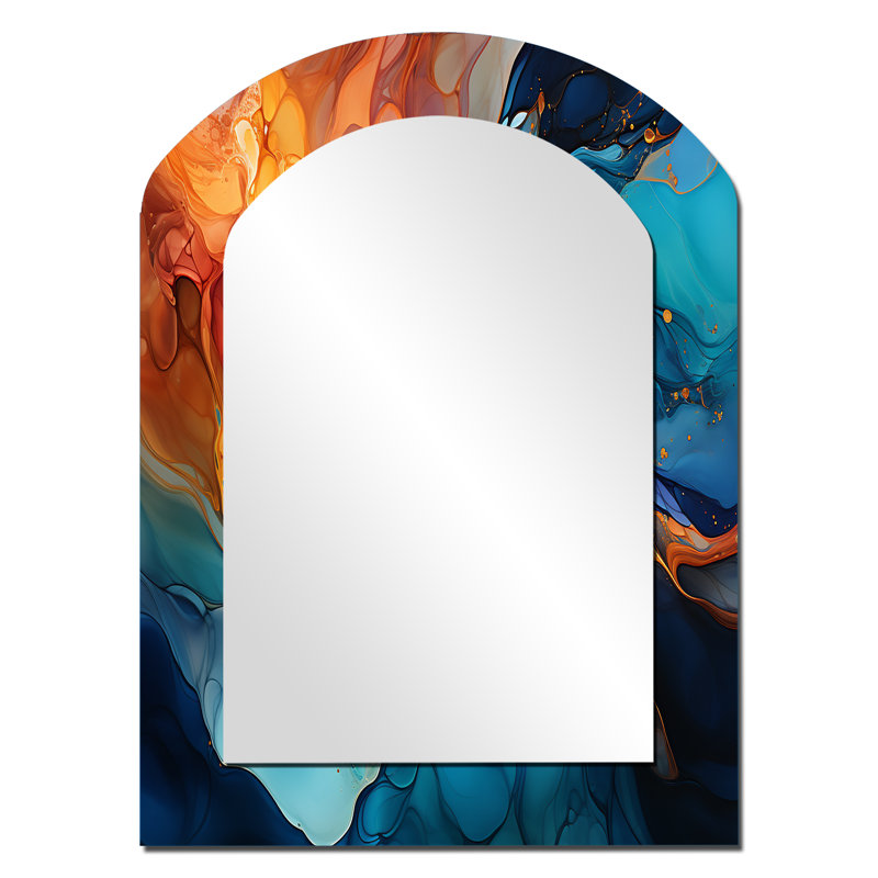 Aurore boréale, charme liquide beauté I - miroir décoratif asymétrique Aurora Borealis, 34 po x 25 po