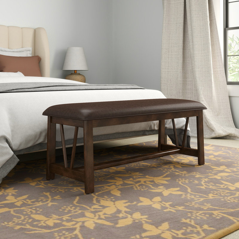 Mid-Century Entryway Modern Upholstered Bench, 44" Wide With Solid Wood Legs , End Of Bed Bench For Living Room/Bedroom/Hallway