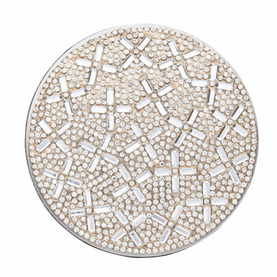 Sparkles Home | Madison Avenue Coaster Set with Holder | Stainless Steel & Rhinestones | 4-Piece