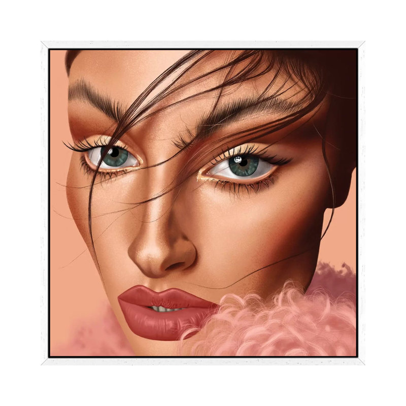 Portrait Of A Girl by Teodora Jelenic - Painting on Canvas, 66.04 cm H x 66.04 cm W, White Framed