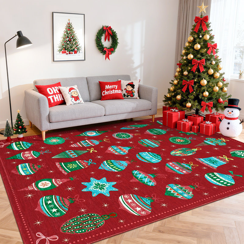 Christmas Area Rug Living Room Rugs Washable Rug Soft Neutral Boho Bohemian Farmhouse Rug Indoor Floor Carpet for Bedroom Under Dining Table Home Office Decor