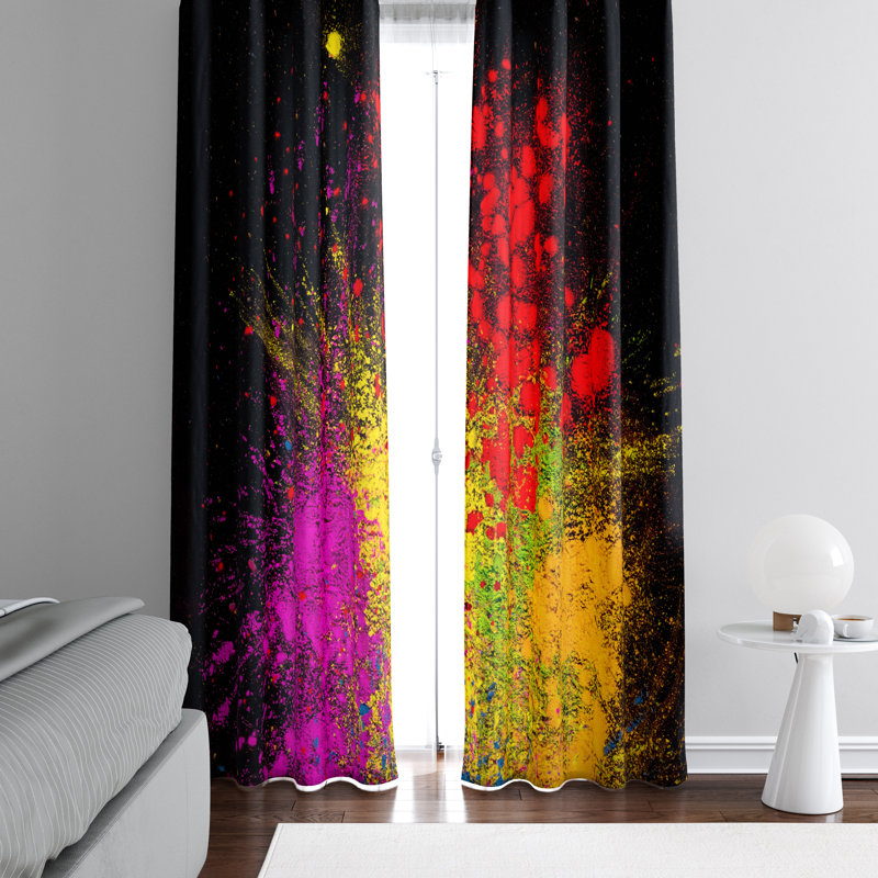 Panneaux de rideaux simples semi-transparents Bright Paint Splatter, l 40 po x L 52 po