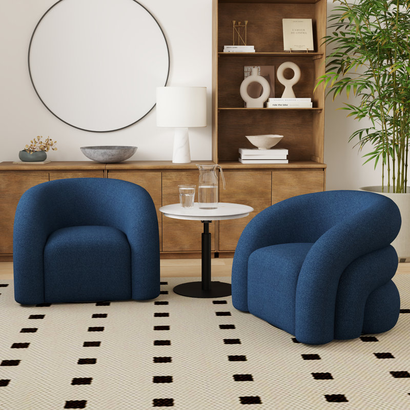 Fauteuil demi-tonneau rembourré et pivotant, Bleu marine