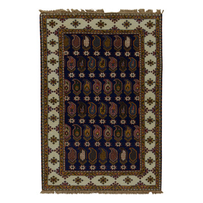 Hand-Knotted High-Quality Beige and Black Area Rug
