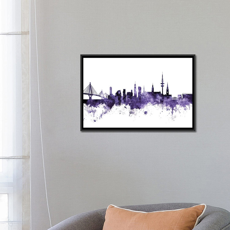 «Hambourg, Allemagne» par Michael Tompsett, impression sur toile tendue, H 18 po x l 26 po x P 1,5 po, Toile avec cadre noir