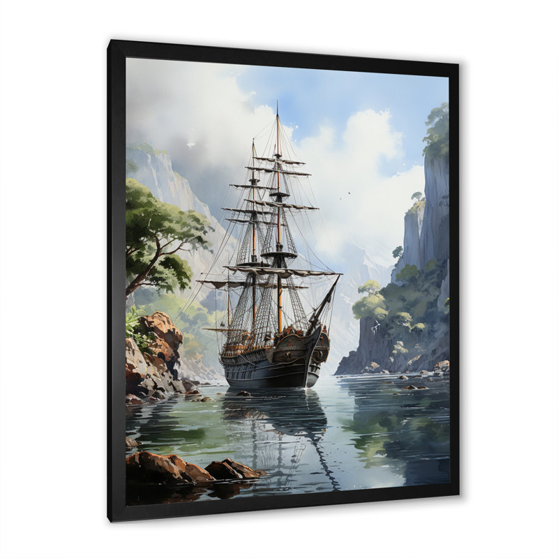 Pirate Rogues Retreat - Nautique et plage, impressions sur toile, Cadre photo noir, H 20 po x l 12 po x P 1 po