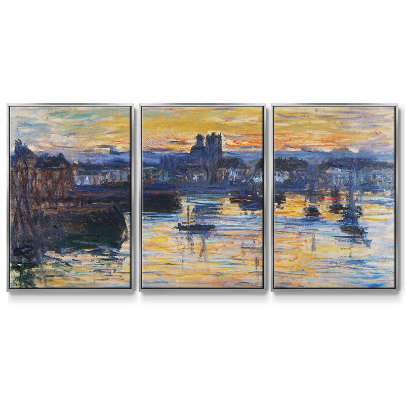 Le port de Dieppe, soirée, 1882 3 pièces, H 24 po x l 48 po x P 2 po, Argent