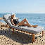 Chaise longue réglable en bois d'acacia - Chaise inclinable pour patio et piscine-98157191