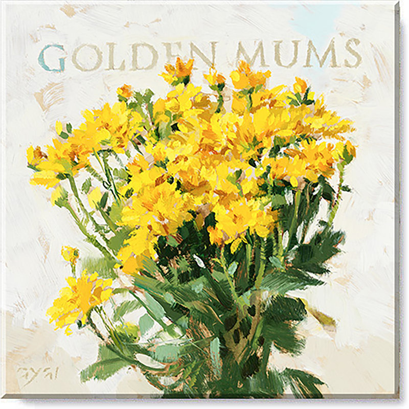 Golden Mums, estampe numérique, H 5 po x l 5 po x P 1 po