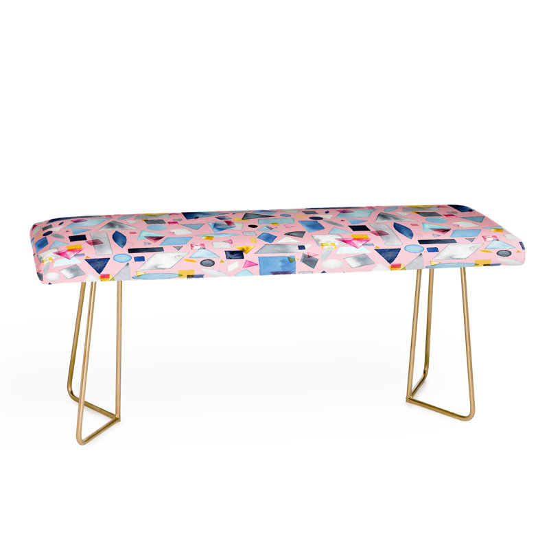 Banc rembourré Ninola, Rose / bleu / orange / géométrique
