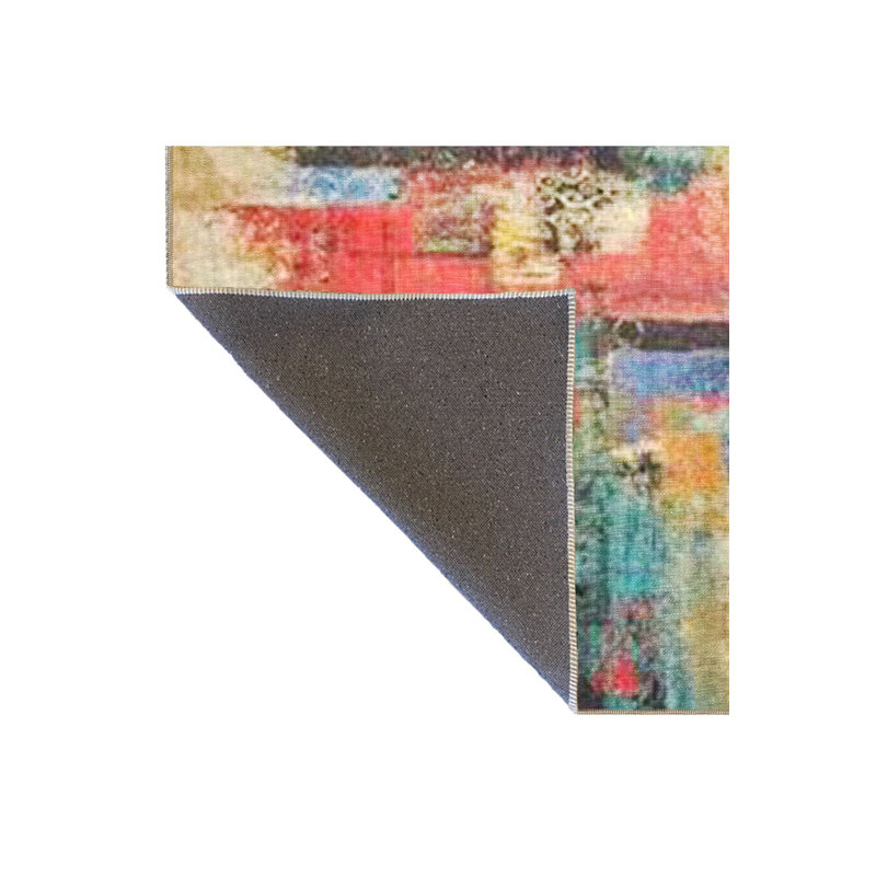 Multi Color Abstract Patch Pattern Modern Decorative Machine Washable Area Rug, Runner 3'3" x 9'10"