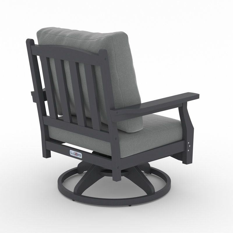 Cortina 25"(H) x 45"(W) Rectangle Fire Pit Table with Aspen Rock-Swivel Chair, (5-Piece), Gray/Gray, Gray