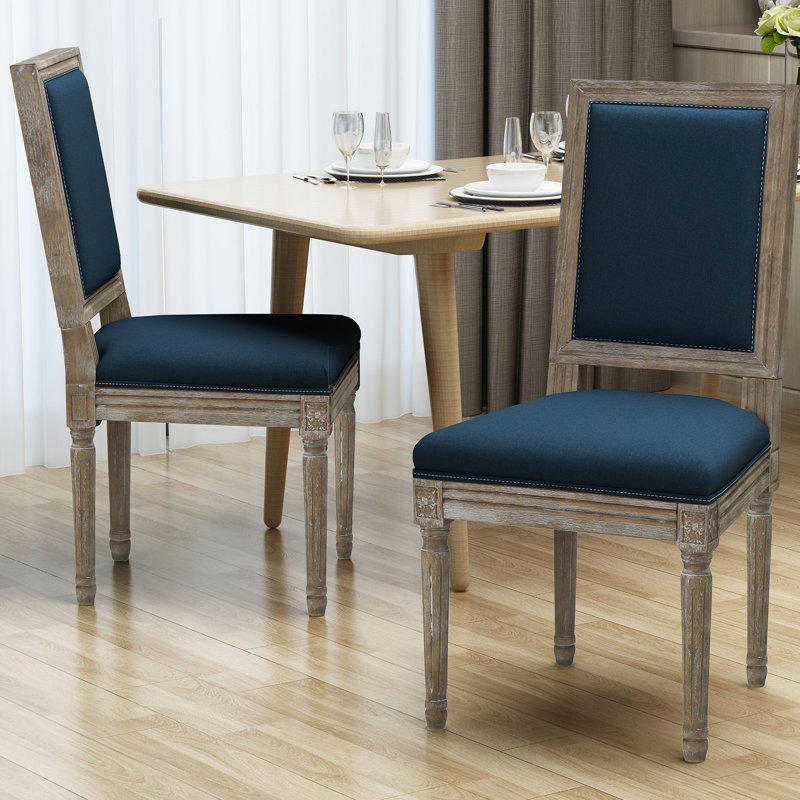 Viveiros 1'' H Fabric Upholstered Side Chair, Blue, 2, Light Gray