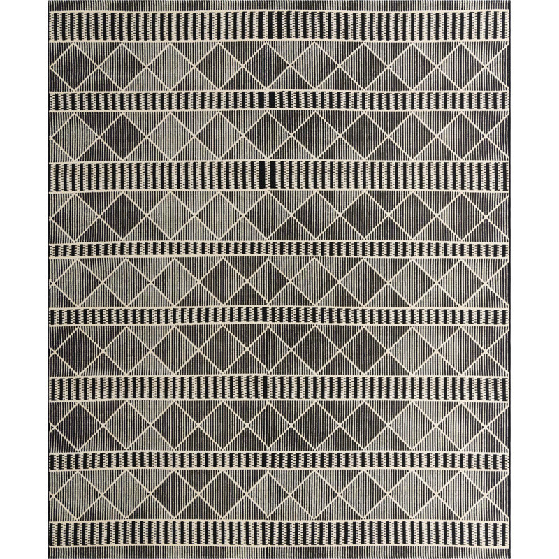 Tapis d'extérieur vert / noir / couleur ivoire, Rectangle 7 pi 10 po x 10 pi
