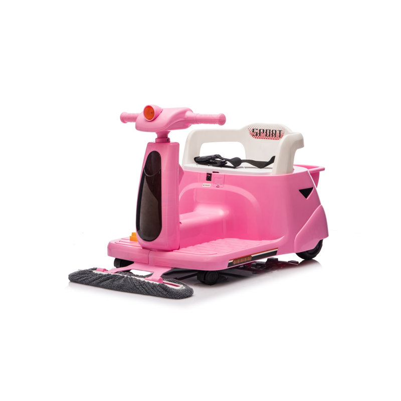 12V Kids Ride on Car with Cleaning Fun, 2-in-1 Electric Cars for Kids with Parent Remote Control, Function & Detachable Mop, Electric Vehicle with Bluetooth, USB, LED Lights for Indoor Use