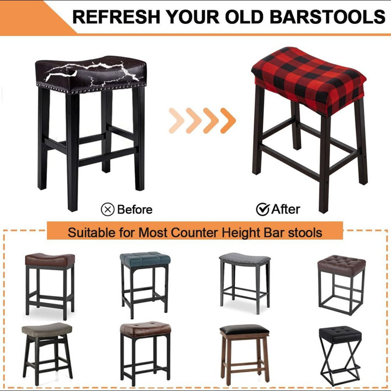 Bar Stool Cover Rectangle Set Of 4 Printed Stretch Counter Height Bar Stools Slipcovers Saddle Stool Slipcover Bench Seat Protector Backless Bar Stools Covers For Kitchen Counter