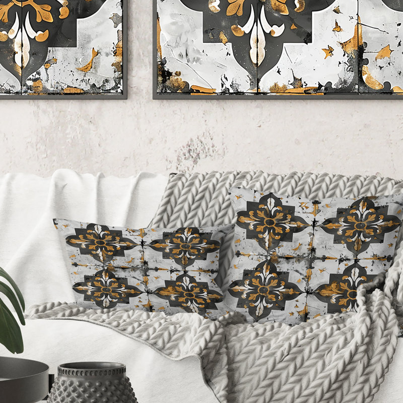 Rustic Tiles I - Farmhouse Lumbar Pillow