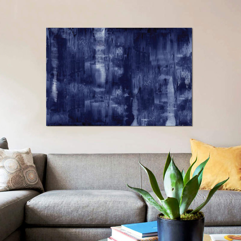 " Textural In Indigo " Print, 8" H x 12" W x 0.75" D, Wrapped Canvas, No Mat
