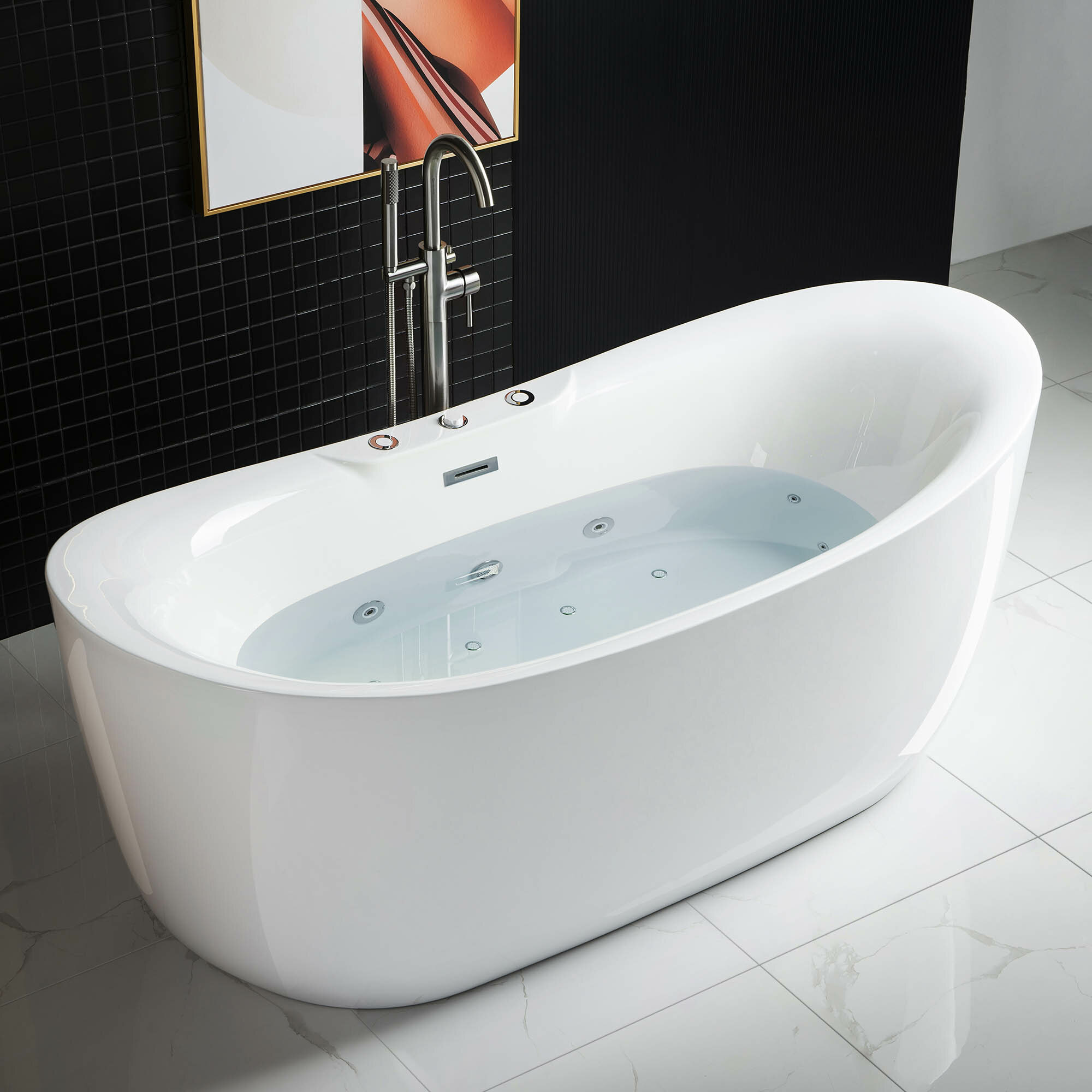WoodBridge 71'' x 31.5'' Freestanding Acrylic Bathtub with Faucet & Reviews