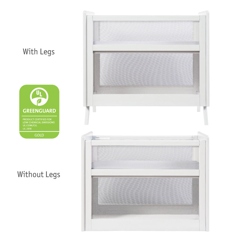 White Wooden and Mesh 2-in-1 Mini Crib with Mattress