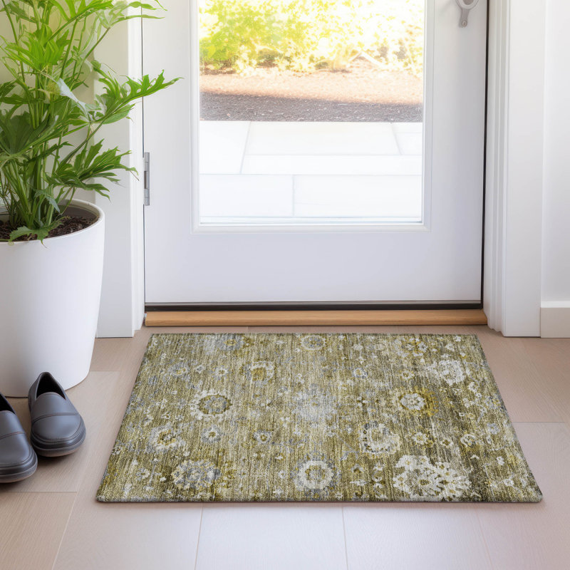 Machine Washable Indoor/Outdoor Segin ACN1107 Brown Rug, Rectangle 1'8" x 2'6"
