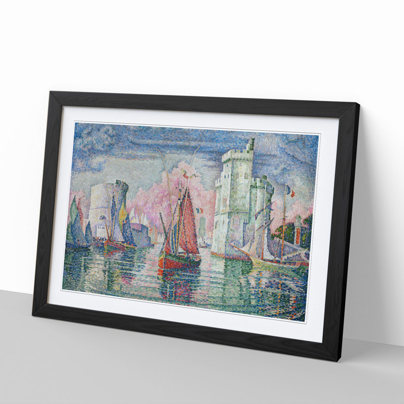 Port of La Rochelle by Paul Signac - Picture Frame Painting, 36cm H x 48cm W x 2cm D, Black Framed