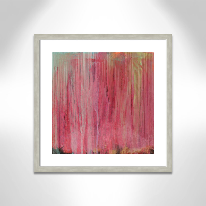 Cascade rose - peinture encadrée, H 24 po x l 24 po x P 1,13 po, Argent chaleureux