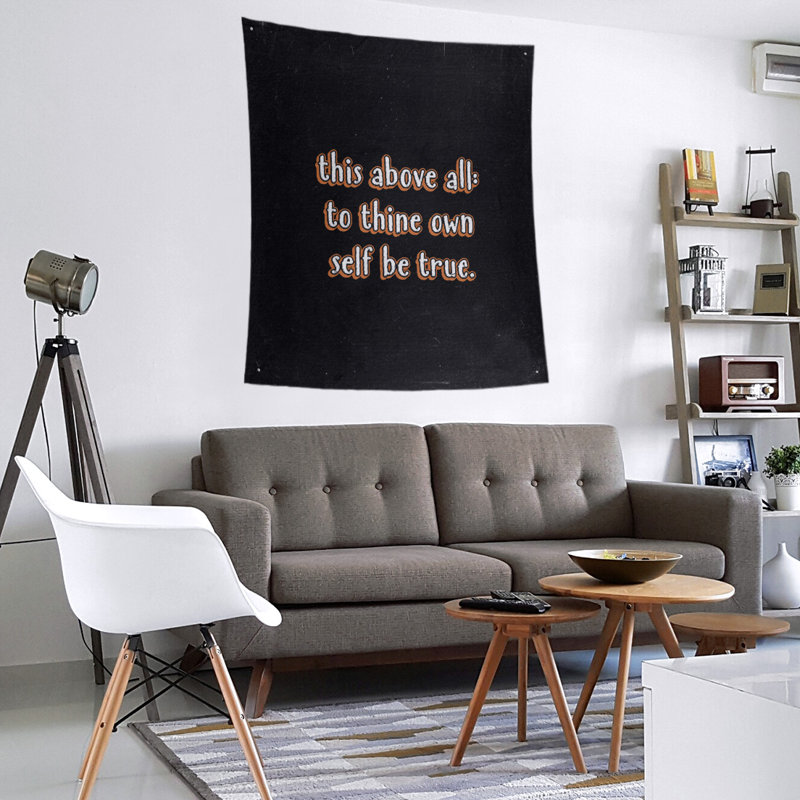 Tapisserie tableau noir en polyester, citation shakespeare, H 27,5 po x l 37,5 po, Orange