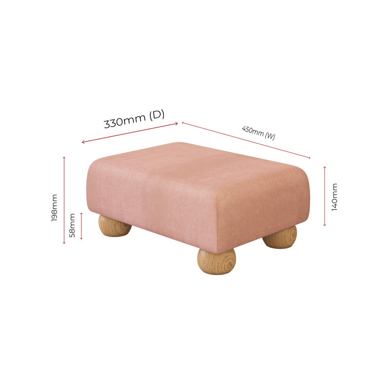 Autryville Wood Bun Feet - Fabric, Poz, Natural, Candyfloss