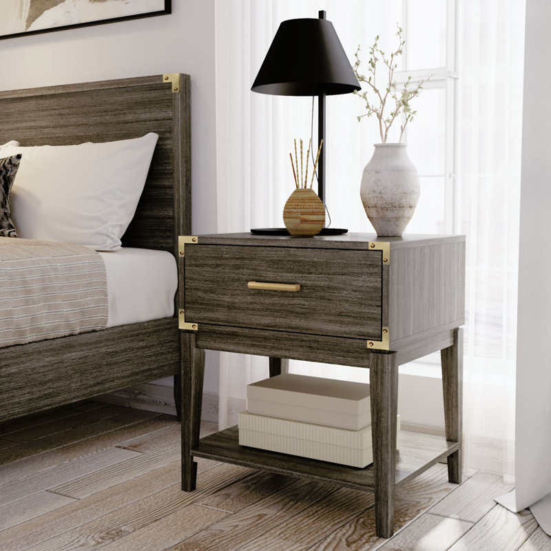 Aasir 19.25'' W Solid Wood Nightstand, Clay