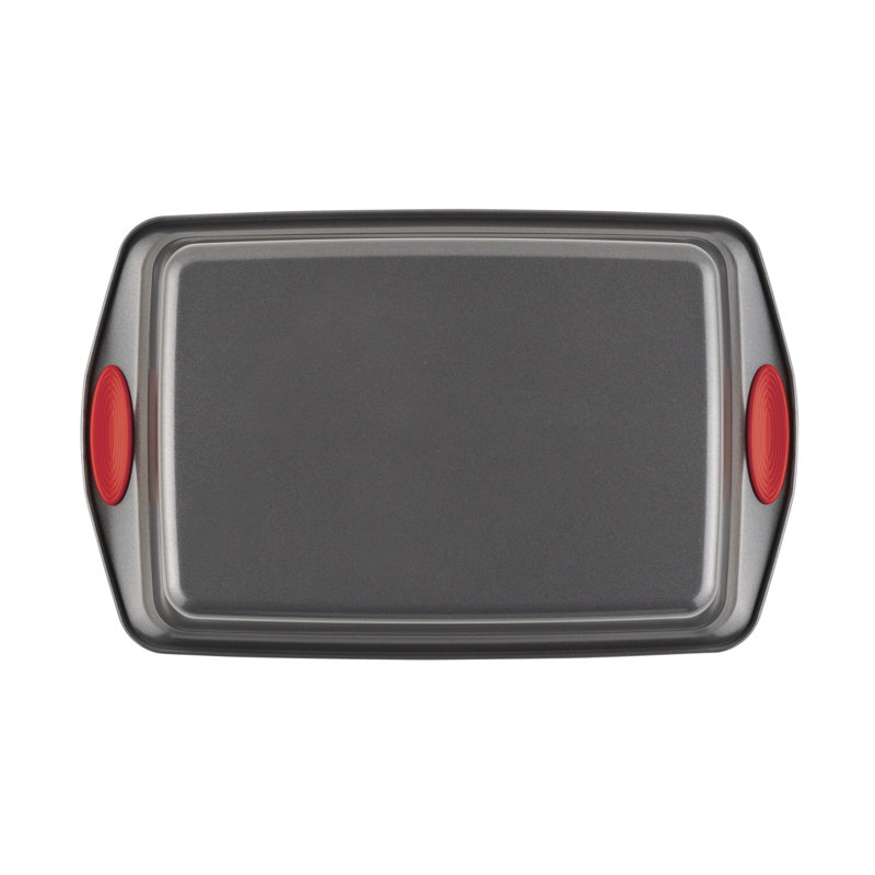 Rachael Ray Yum-o! 9-Inch by 13-Inch Nonstick Oven Lovin' Lasagna and Cake Pans, Set of 2, Gray with Red Handles