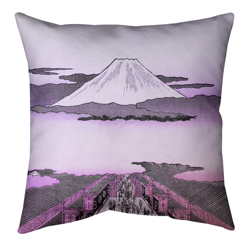 Coussin suruga-cho, 14 po x 14 po, Rose / Mauve, Polyester sergé