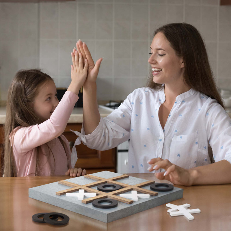 XO Noughts & Crosses Set di legno Tic Tac Toe, tavola classica