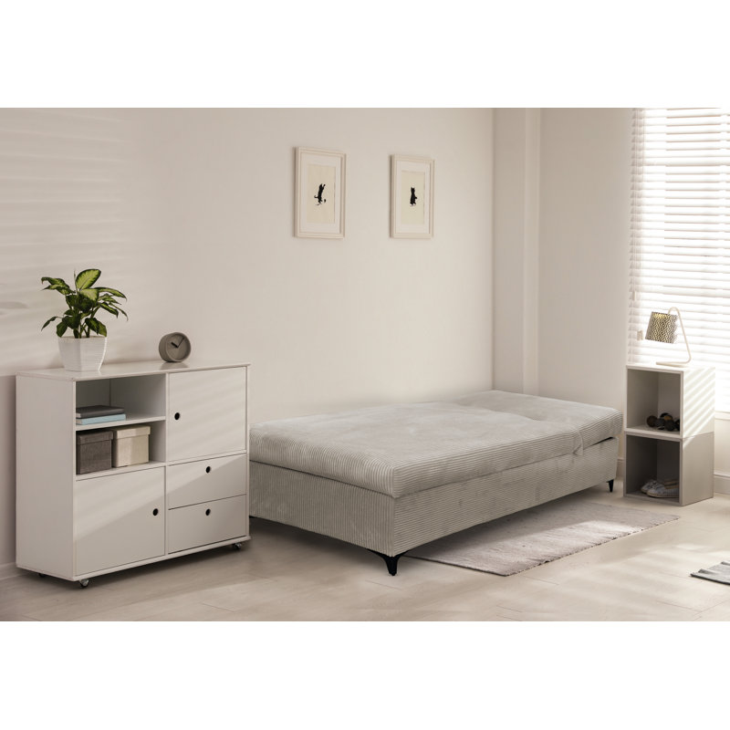 Obla Upholstered Chaise Lounge, Light Brown