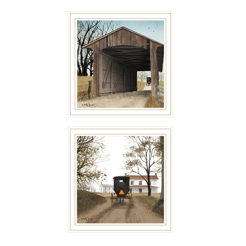 «Gracie Oaks», 2 pièces vignette Headin 'Home, art mural de Miller's Creek Bridge pour le salon, impression d'art mural de chambre à coucher pour la décoration intérieure par Billy Jacobs