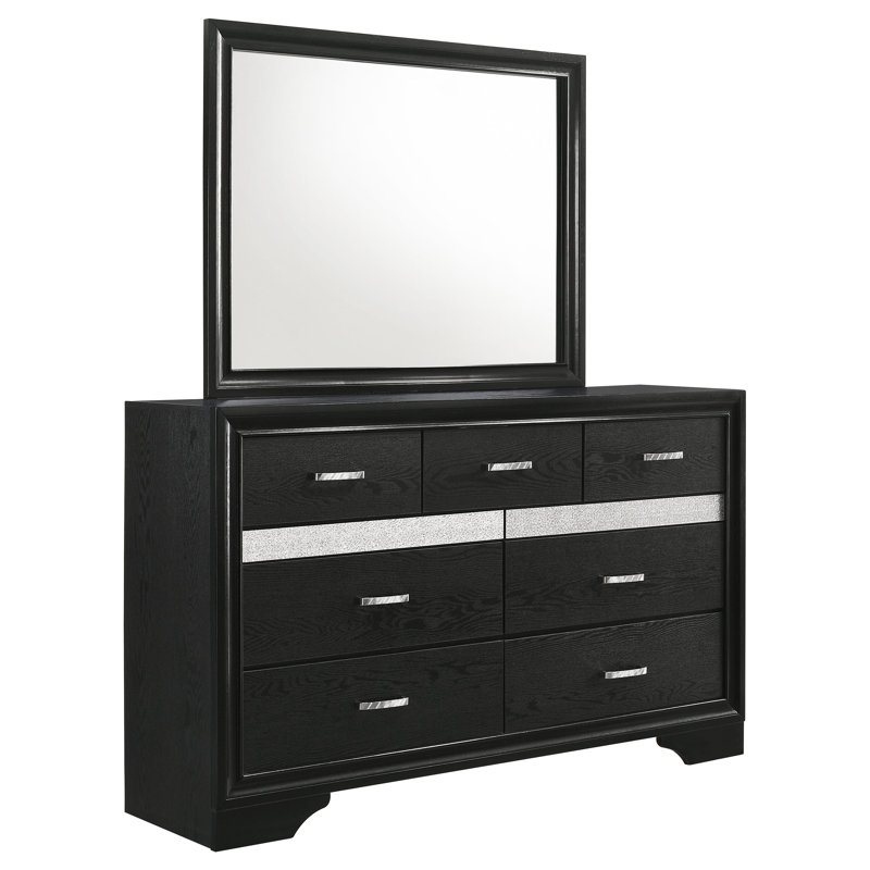 SantaAna 9-drawer Dresser with Mirror, Black