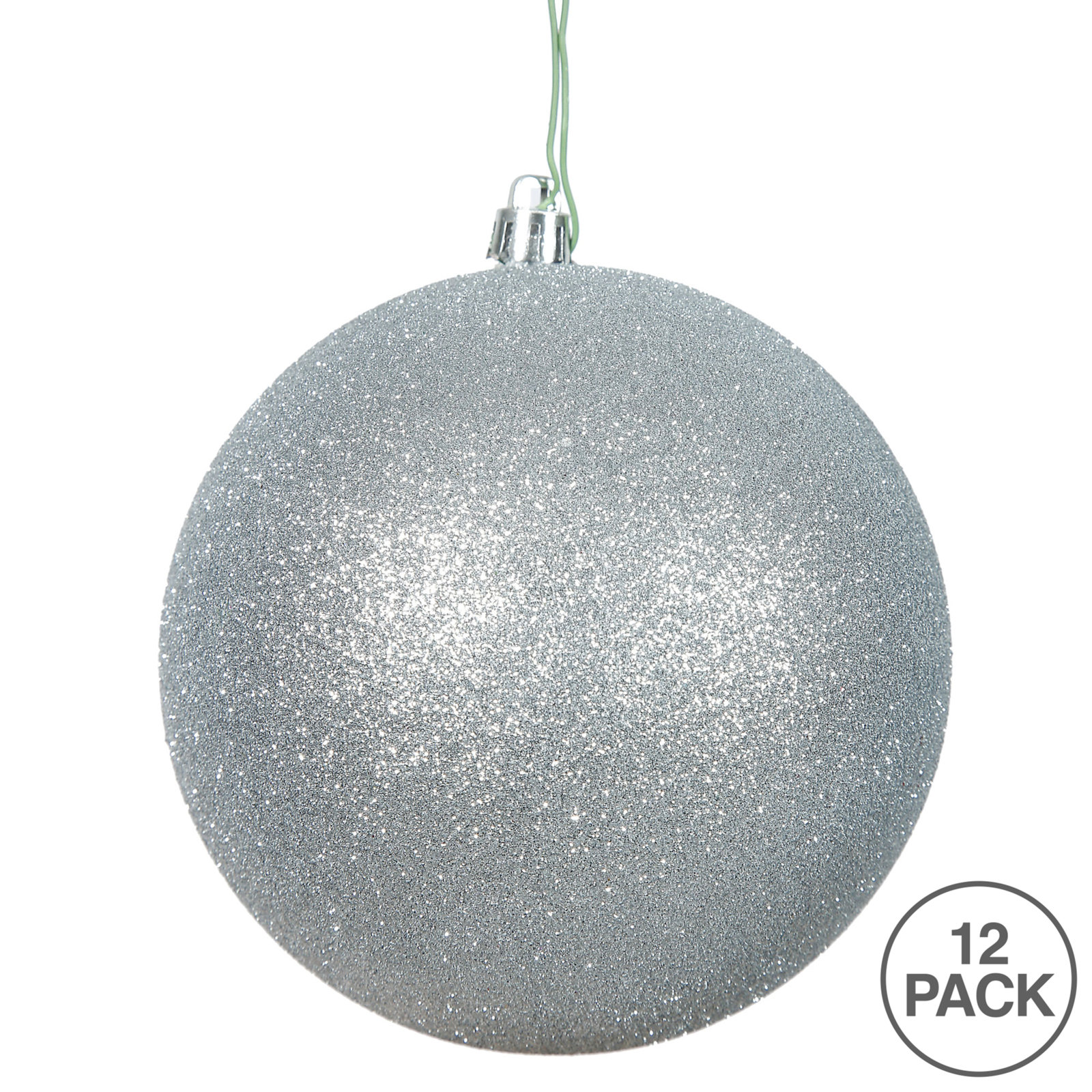 Holiday Décor Ball Ornament, 3" H x 3" W x 3" D, Silver Glitter