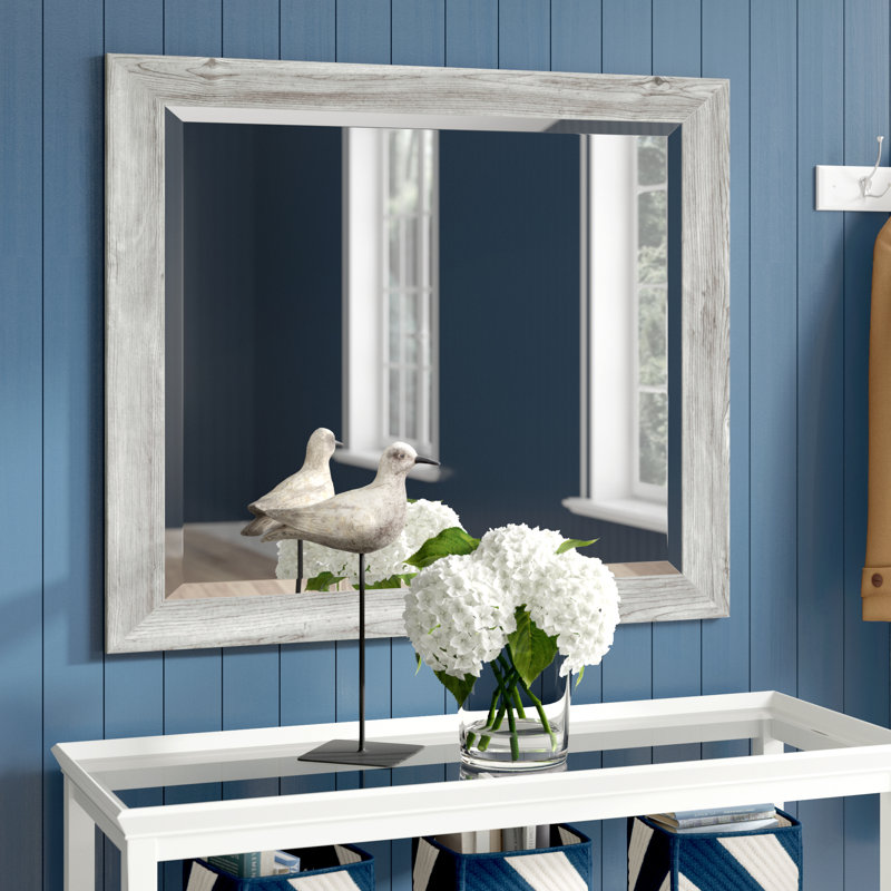 Solid Wood Flat Wall Mirror, 35.5" H x 41.5" W